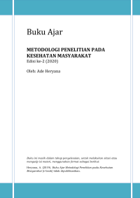 Image of Buku Ajar Metodologi Penelitian pada Kesehatan Masyarakat
